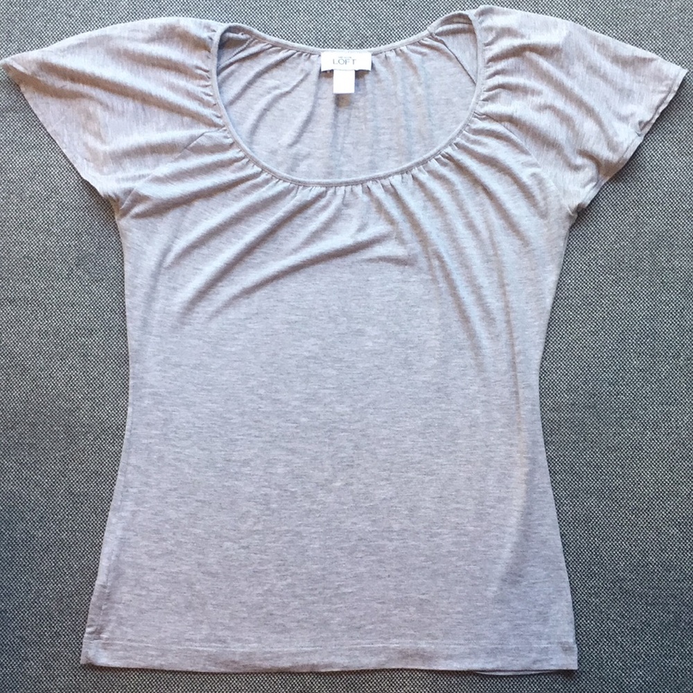 Loft Ann Taylor Heather Grey Flutter Sleeve Top S